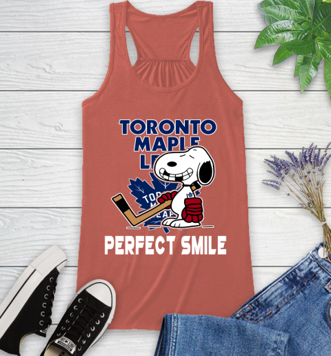 NHL Toronto Maple Leafs Snoopy Perfect Smile The Peanuts Movie Hockey T Shirt Racerback Tank 3