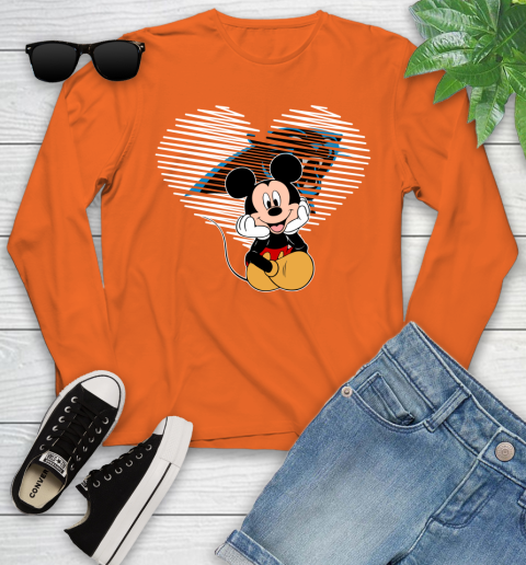 NFL Carolina Panthers The Heart Mickey Mouse Disney Football T Shirt_000 Youth Long Sleeve 3