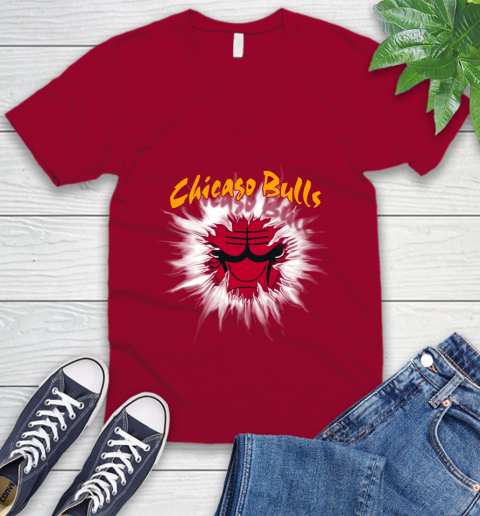 Chicago Bulls NBA Basketball Rip Sports V-Neck T-Shirt 7