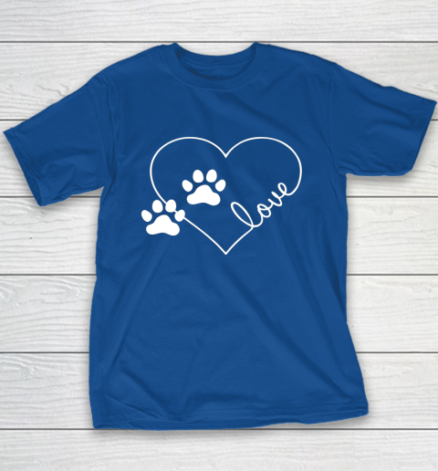 Cute Love Hearts Valentine Day Paw Print Dog Owner Dog Lover Youth T-Shirt 7