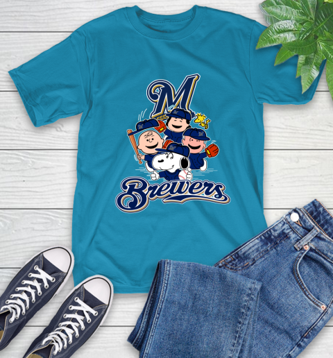MLB Milwaukee Brewers Snoopy Charlie Brown Woodstock The Peanuts Movie Baseball T Shirt_000 T-Shirt 9