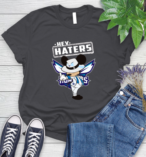NBA Hey Haters Mickey Basketball Sports Charlotte Hornets Women's T-Shirt 8