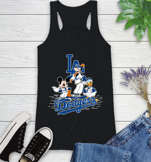 MLB Los Angeles Dodgers Mickey Mouse Donald Duck Goofy Baseball T Shirt Racerback Tank
