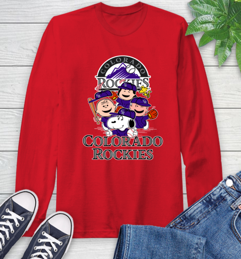 MLB Colorado Rockies Snoopy Charlie Brown Woodstock The Peanuts Movie Baseball T Shirt_000 Long Sleeve T-Shirt 11