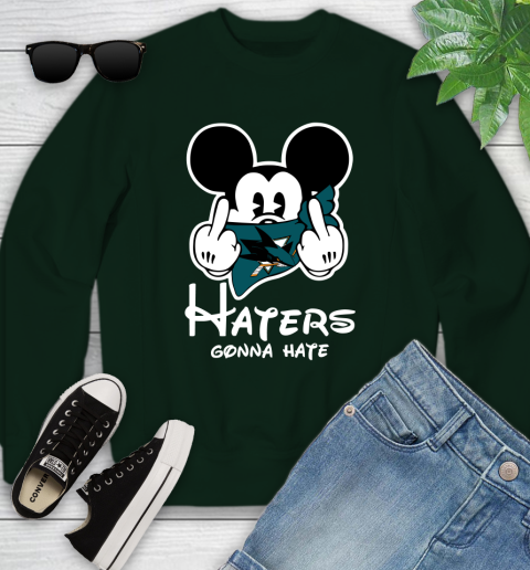 NHL San Jose Sharks Haters Gonna Hate Mickey Mouse Disney Hockey T Shirt Youth Sweatshirt 9