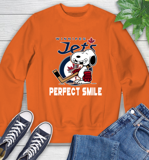 NHL Winnipeg Jets Snoopy Perfect Smile The Peanuts Movie Hockey T Shirt Sweatshirt 3