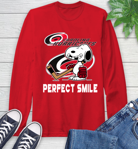 NHL Carolina Hurricanes Snoopy Perfect Smile The Peanuts Movie Hockey T Shirt Long Sleeve T-Shirt 11