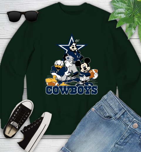 NFL Dallas Cowboys Mickey Mouse Donald Duck Goofy Football Shirt Youth Sweatshirt 9