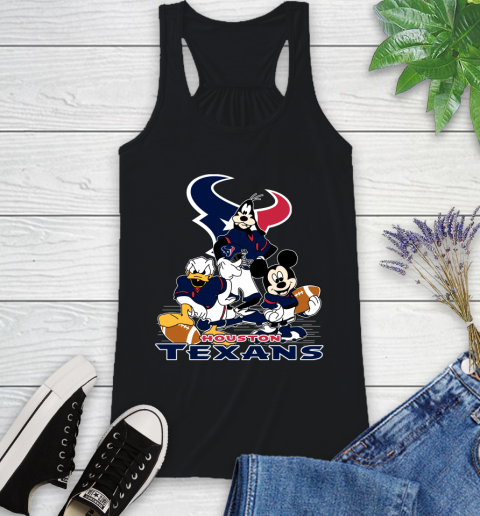 NFL Houston Texans Mickey Mouse Donald Duck Goofy Football Shirt Racerback Tank