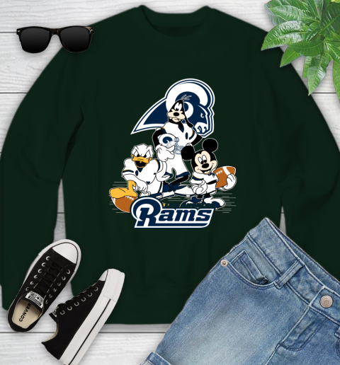 NFL Los Angeles Rams Mickey Mouse Donald Duck Goofy Football Shirt Youth Sweatshirt 9