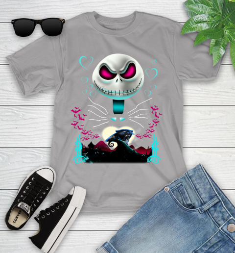 NFL Carolina Panthers Jack Skellington Sally The Nightmare Before Christmas Football Youth T-Shirt 4