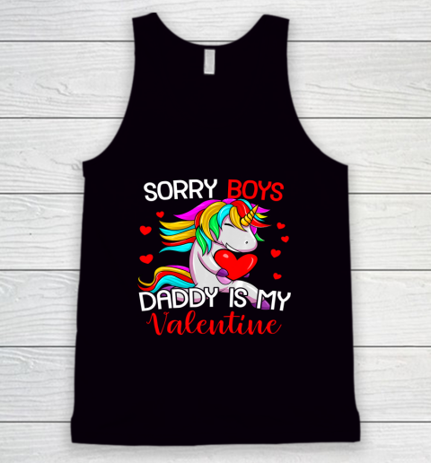 Sorry Boys Daddy Is My Valentine Unicorn Girls Valentine Tank Top 1