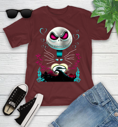 NFL Green Bay Packers Jack Skellington Sally The Nightmare Before Christmas Football Youth T-Shirt 14