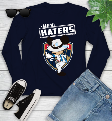 NHL Hey Haters Mickey Hockey Sports Florida Panthers Youth Long Sleeve 2