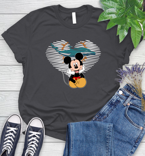 NFL Miami Dolphins The Heart Mickey Mouse Disney Football T Shirt_000 Women's T-Shirt 8