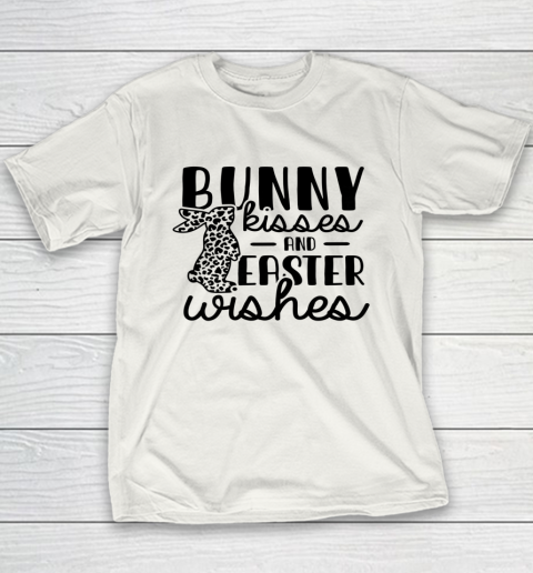 Cute Easter Shirt Bunny Kisses Easter Wishes Spring Leopard Print Youth T-Shirt