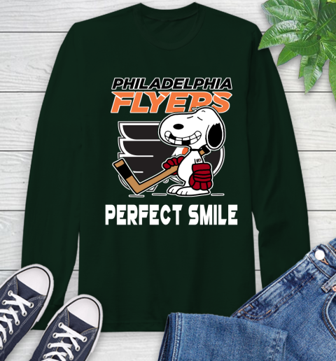 NHL Philadelphia Flyers Snoopy Perfect Smile The Peanuts Movie Hockey T Shirt Long Sleeve T-Shirt 7