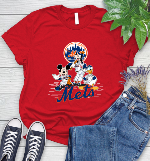 MLB New York Mets Mickey Mouse Donald Duck Goofy Baseball T Shirt Women's T-Shirt 13