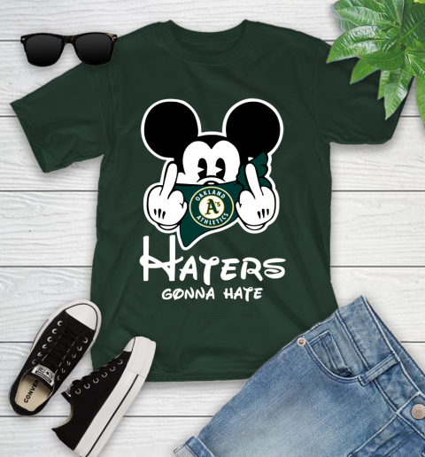 MLB Oakland Athletics Haters Gonna Hate Mickey Mouse Disney Baseball T Shirt_000 Youth T-Shirt 5