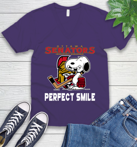 NHL New York Rangers Snoopy Perfect Smile The Peanuts Movie Hockey T Shirt V-Neck T-Shirt 9