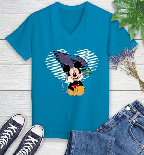 NFL Arizona Cardinals The Heart Mickey Mouse Disney Football T Shirt_000 Women's V-Neck T-Shirt 7