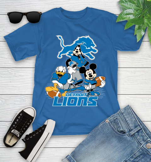 NFL Detroit Lions Mickey Mouse Donald Duck Goofy Football Shirt Youth T-Shirt 12
