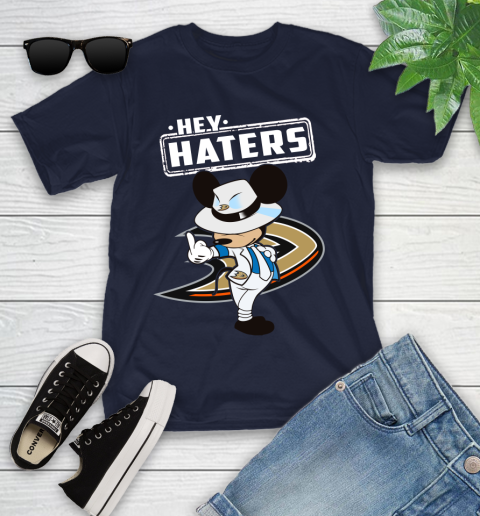 NHL Hey Haters Mickey Hockey Sports Anaheim Ducks Youth T-Shirt 2