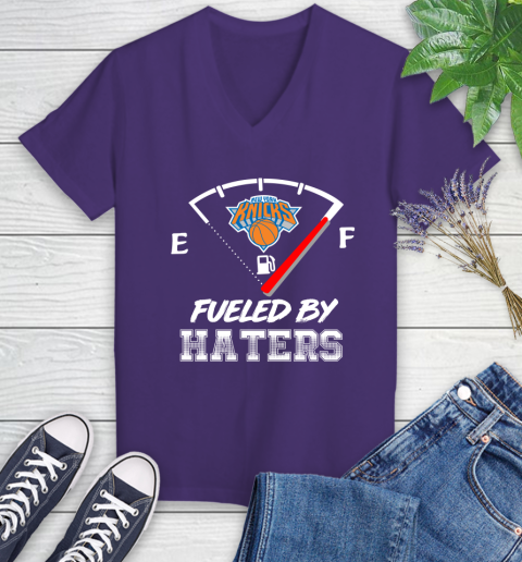 New York Knicks NBA Basketball Fueled By Haters Sports Women's V-Neck T-Shirt 3