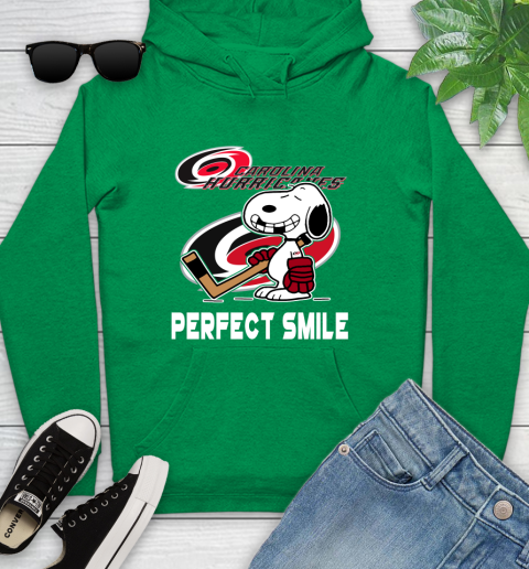 NHL Carolina Hurricanes Snoopy Perfect Smile The Peanuts Movie Hockey T Shirt Youth Hoodie 9
