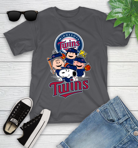 MLB Minnesota Twins Snoopy Charlie Brown Woodstock The Peanuts Movie Baseball T Shirt_000 Youth T-Shirt 6