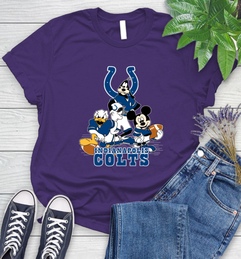 NFL Indianapolis Colts Mickey Mouse Donald Duck Goofy Football Shirt Women's T-Shirt 4