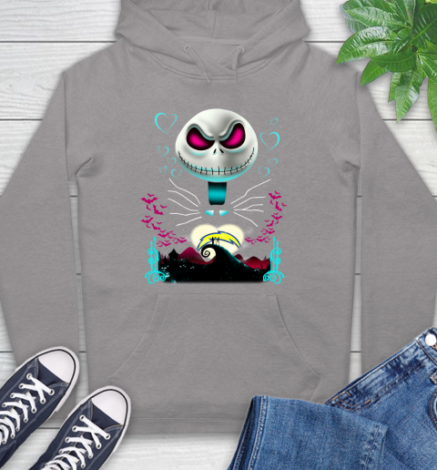 NFL Los Angeles Chargers Jack Skellington Sally The Nightmare Before Christmas Football Hoodie 6