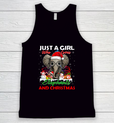Just A Girl Who Loves Hippie Elephant Christmas Pajama Tank Top