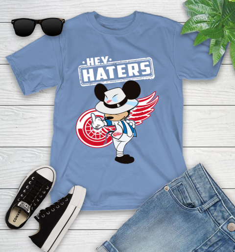 NHL Hey Haters Mickey Hockey Sports Detroit Red Wings Youth T-Shirt 15