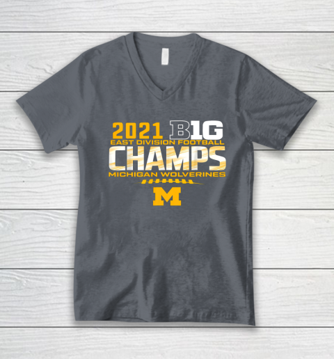 Michigan Big Ten 2021 East Division Champ Champions V-Neck T-Shirt 9