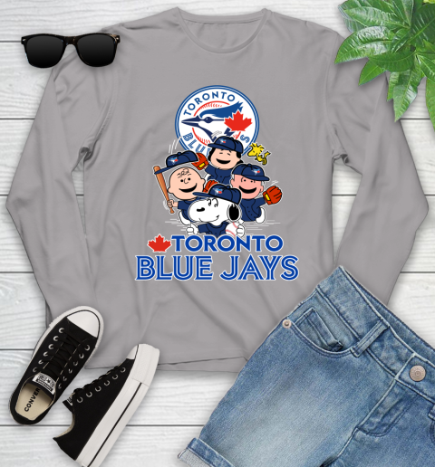 MLB Toronto Blue Jays Snoopy Charlie Brown Woodstock The Peanuts Movie Baseball T Shirt_000 Youth Long Sleeve 5