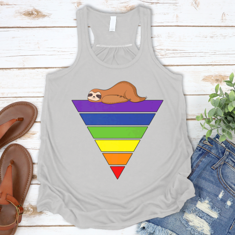 Sloth Gay Pride Lesbian Lgbt Triangle Rainbow Flag Tee Racerback Tank
