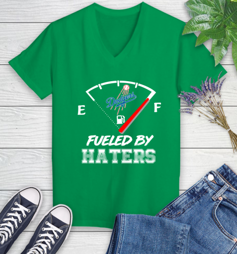Los Angeles Dodgers MLB Baseball Fueled By Haters Sports Women's V-Neck T-Shirt 5