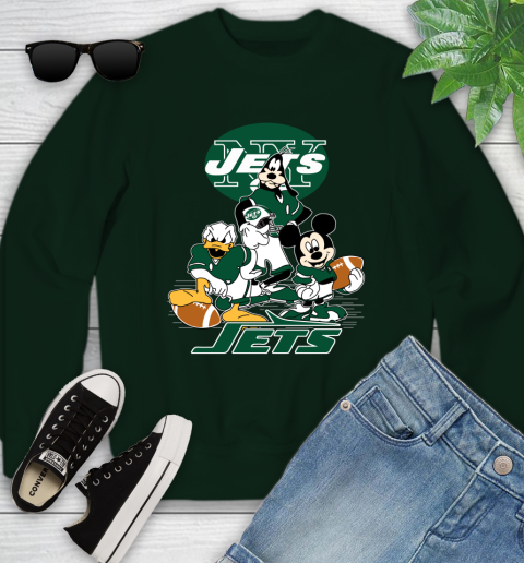 NFL New York Jets Mickey Mouse Donald Duck Goofy Football Shirt Youth Sweatshirt 9