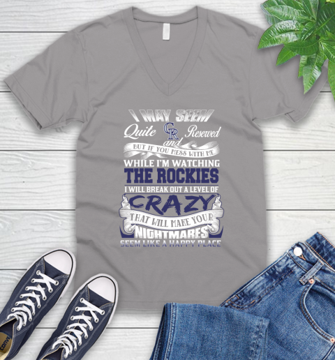 Colorado Rockies MLB Baseball Don't Mess With Me While I'm Watching My Team V-Neck T-Shirt 3