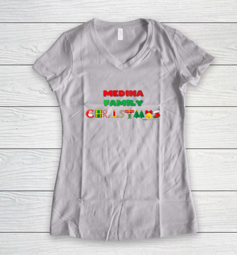 Medina Family Funny Merry Christmas 2021 Women's V-Neck T-Shirt