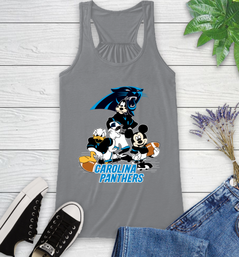 NFL Carolina Panthers Mickey Mouse Donald Duck Goofy Football Shirt Racerback Tank 4