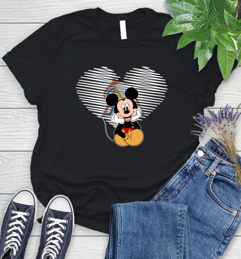 MLB Miami Marlins The Heart Mickey Mouse Disney Baseball T Shirt_000 Women's T-Shirt
