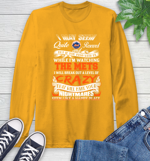 New York Mets MLB Baseball Don't Mess With Me While I'm Watching My Team Long Sleeve T-Shirt 2