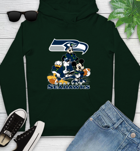 NFL Seattle Seahawks Mickey Mouse Donald Duck Goofy Football Shirt Youth Hoodie 14
