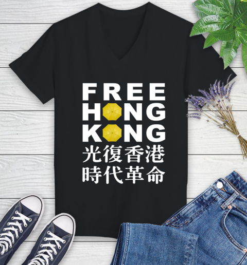 Free Hong Kong Women's V-Neck T-Shirt