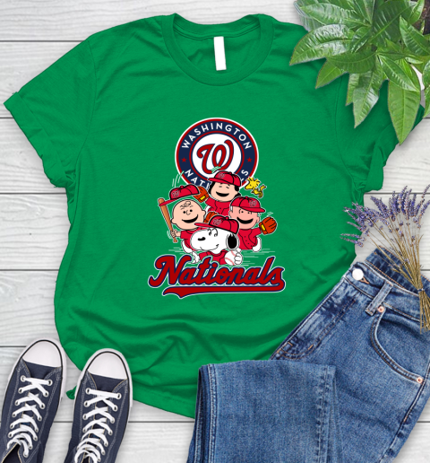 MLB Washington Nationals Snoopy Charlie Brown Woodstock The Peanuts Movie Baseball T Shirt_000 Women's T-Shirt 9