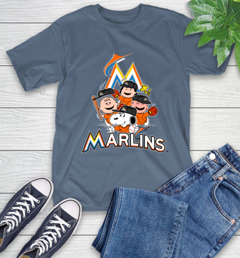 MLB Miami Marlins Snoopy Charlie Brown Woodstock The Peanuts Movie Baseball T Shirt T-Shirt 8