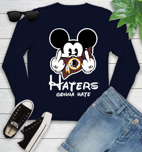 NFL Washington Redskins Haters Gonna Hate Mickey Mouse Disney Football T Shirt Youth Long Sleeve 2