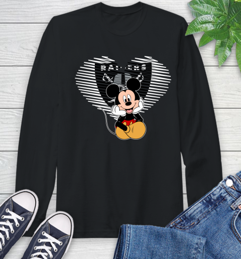 NFL Oakland Raiders The Heart Mickey Mouse Disney Football T Shirt_000 Long Sleeve T-Shirt